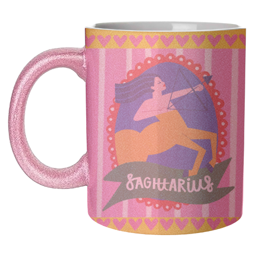 Sagittarius Star Sign Astrology Zodiac Illustration Design - unique mug by AbiGoLucky