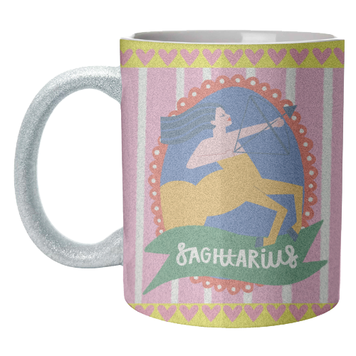 Sagittarius Star Sign Astrology Zodiac Illustration Design - unique mug by AbiGoLucky