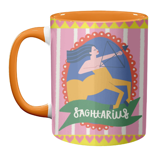 Sagittarius Star Sign Astrology Zodiac Illustration Design - unique mug by AbiGoLucky