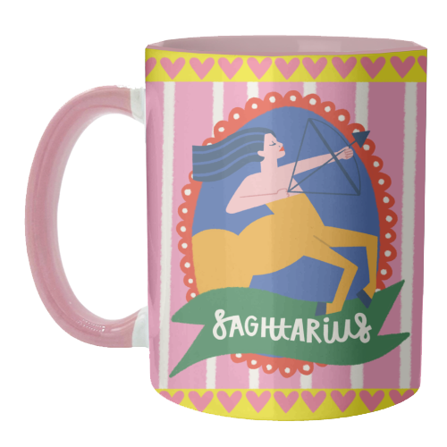 Sagittarius Star Sign Astrology Zodiac Illustration Design - unique mug by AbiGoLucky