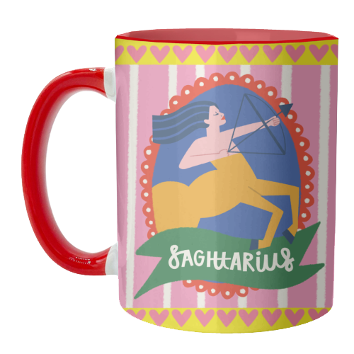 Sagittarius Star Sign Astrology Zodiac Illustration Design - unique mug by AbiGoLucky