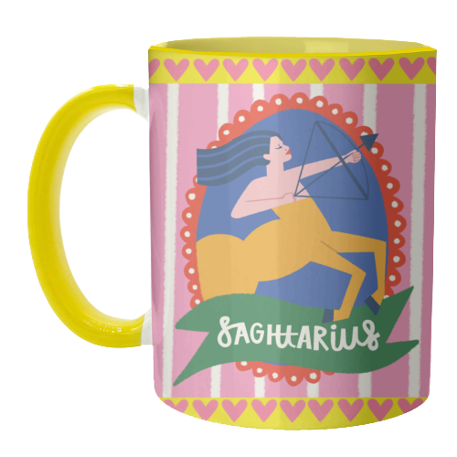 Sagittarius Star Sign Astrology Zodiac Illustration Design - unique mug by AbiGoLucky