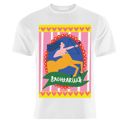 Sagittarius Star Sign Astrology Zodiac Illustration Design - unique t shirt by AbiGoLucky