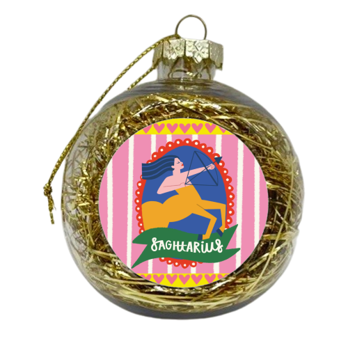 Sagittarius Star Sign Astrology Zodiac Illustration Design - xmas bauble by AbiGoLucky