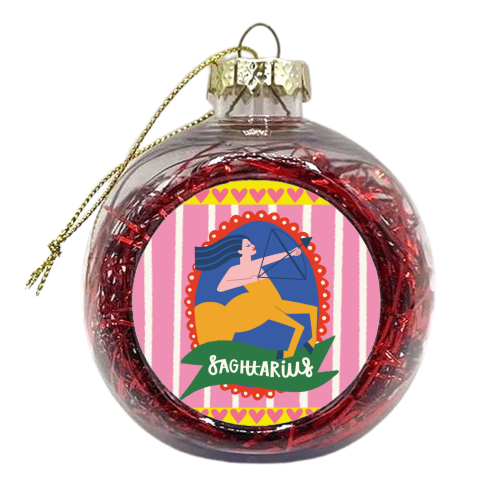 Sagittarius Star Sign Astrology Zodiac Illustration Design - xmas bauble by AbiGoLucky