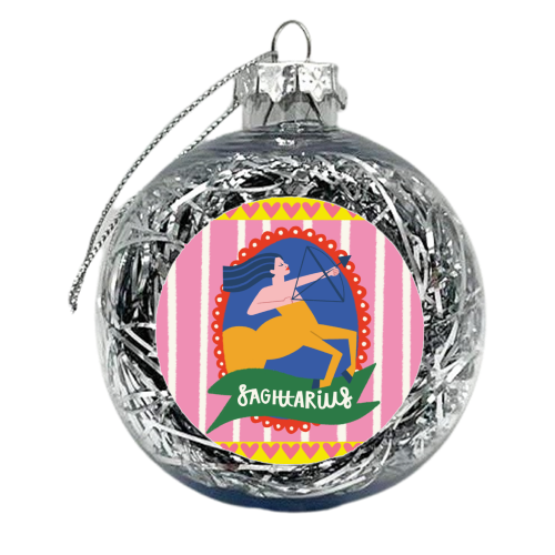 Sagittarius Star Sign Astrology Zodiac Illustration Design - xmas bauble by AbiGoLucky