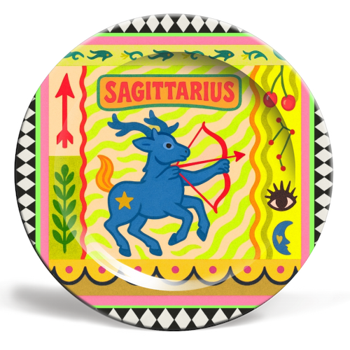 Sagittarius star sign - ceramic dinner plate by Wallace Elizabeth