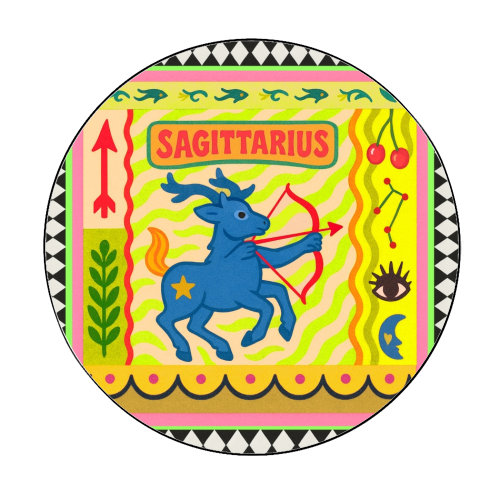 Sagittarius star sign - Circle Sticker by Wallace Elizabeth