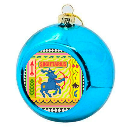 Sagittarius star sign - colourful christmas bauble by Wallace Elizabeth