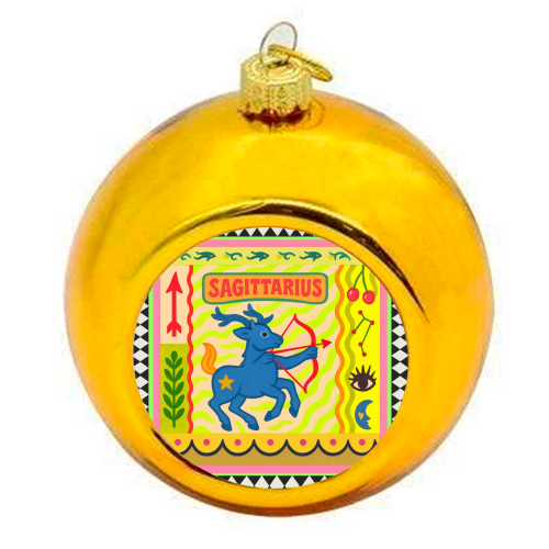 Sagittarius star sign - colourful christmas bauble by Wallace Elizabeth