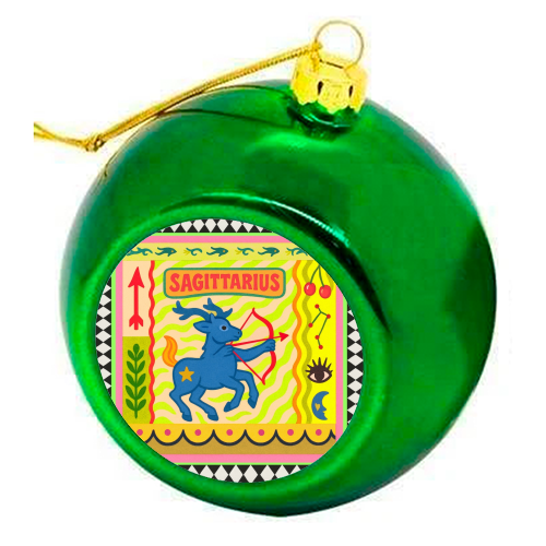 Sagittarius star sign - colourful christmas bauble by Wallace Elizabeth