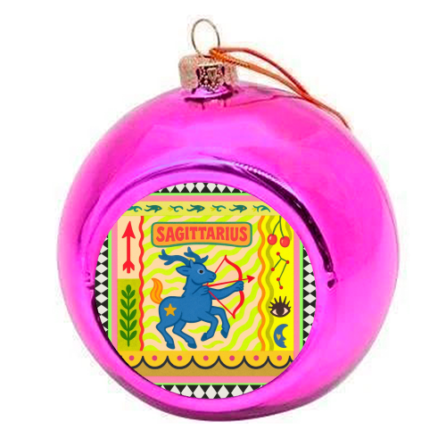 Sagittarius star sign - colourful christmas bauble by Wallace Elizabeth