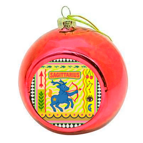 Sagittarius star sign - colourful christmas bauble by Wallace Elizabeth