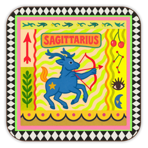Sagittarius star sign - personalised beer coaster by Wallace Elizabeth