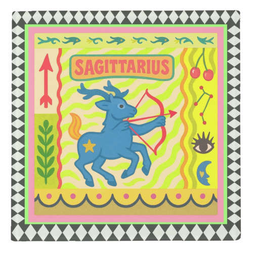 Sagittarius star sign - personalised beer coaster by Wallace Elizabeth
