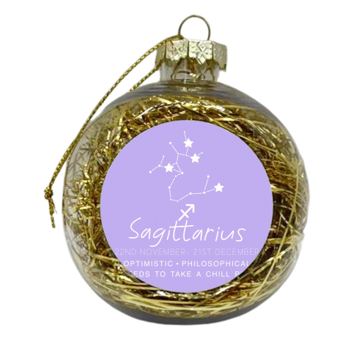 Sagittarius traits print - xmas bauble by The Girl Next Draw