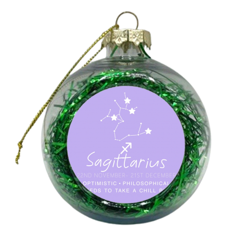 Sagittarius traits print - xmas bauble by The Girl Next Draw