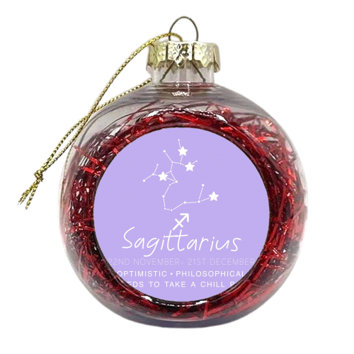 Sagittarius traits print - xmas bauble by The Girl Next Draw