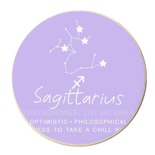 Sagittarius traits print - personalised beer coaster by The Girl Next Draw
