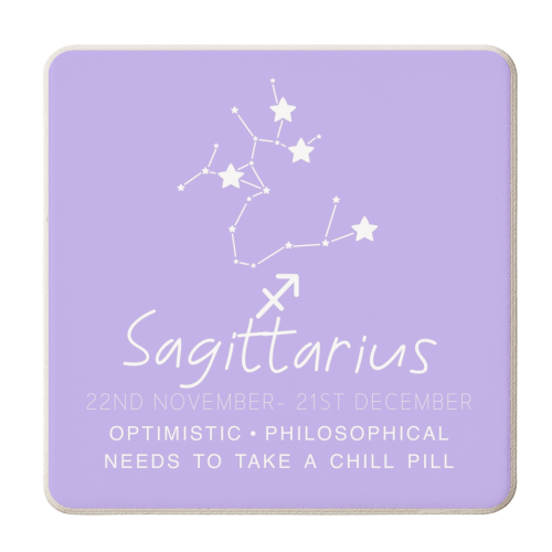 Sagittarius traits print - personalised beer coaster by The Girl Next Draw