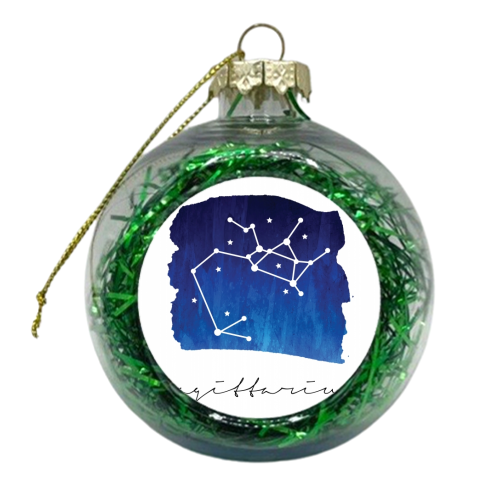 Sagittarius Zodiac Constellation - xmas bauble by Toni Scott