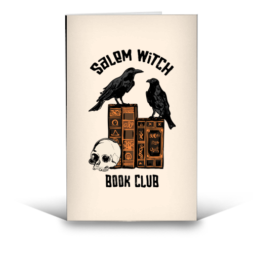 Salem Witch Book Club Halloween Illustration - funny greeting card by EZbie