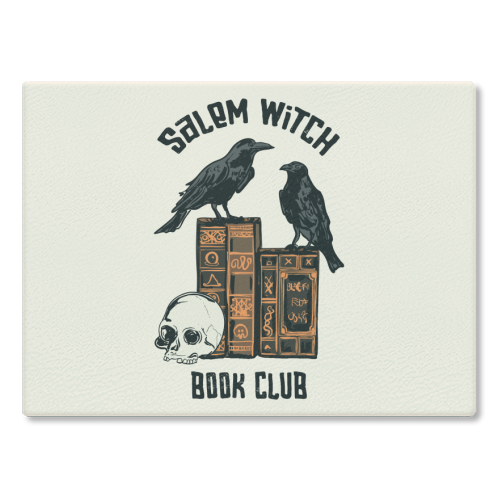 Salem Witch Book Club Halloween Illustration - glass chopping board by EZbie