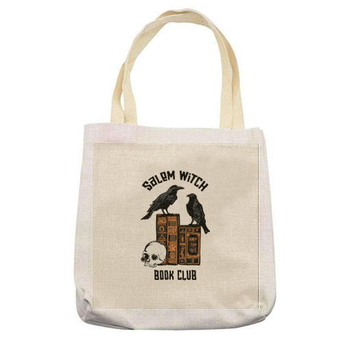 Salem Witch Book Club Halloween Illustration - printed canvas tote bag by EZbie