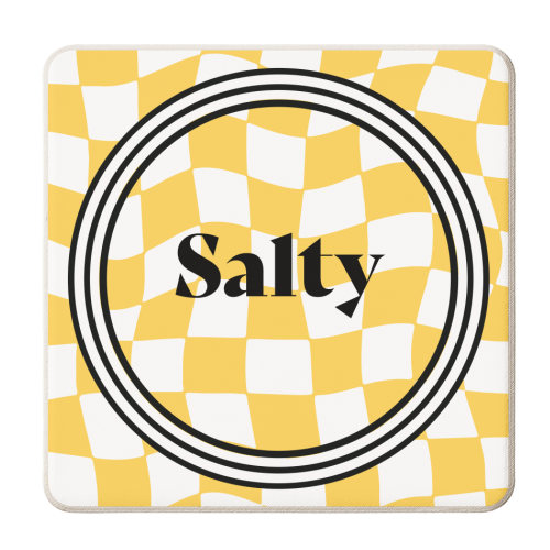 Salty Y2K Wavy Gen Z Bold Bright Colourful Giftware - personalised beer coaster by AbiGoLucky