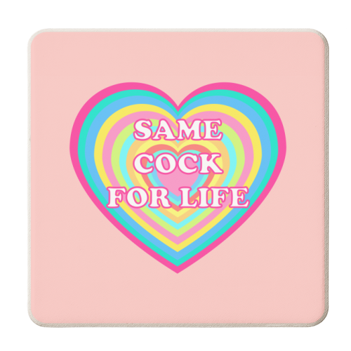 Same Cock For Life - personalised beer coaster by Adam Regester