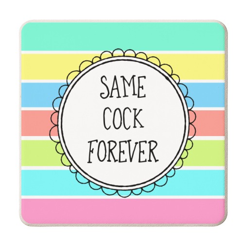 Same Cock Forever - personalised beer coaster by Adam Regester