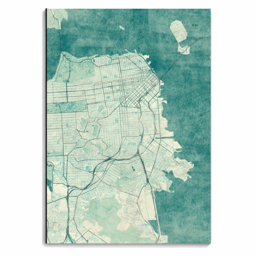 San Francisco Map Blue Vintage - personalised A4, A5, A6 notebook by City Art Posters