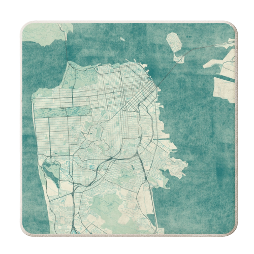 San Francisco Map Blue Vintage - personalised beer coaster by City Art Posters