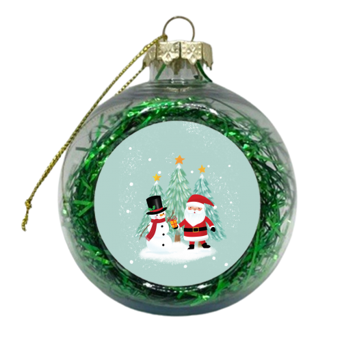 Santa and Snowman - xmas bauble by Mandy Kippax
