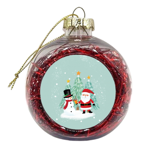 Santa and Snowman - xmas bauble by Mandy Kippax