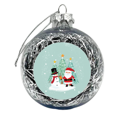 Santa and Snowman - xmas bauble by Mandy Kippax