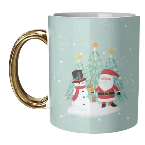 Santa and Snowman - unique mug by Mandy Kippax