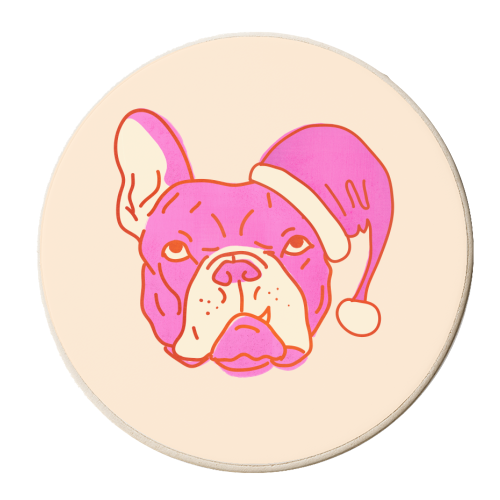 Santa Bulldog - personalised beer coaster by Ania Wieclaw