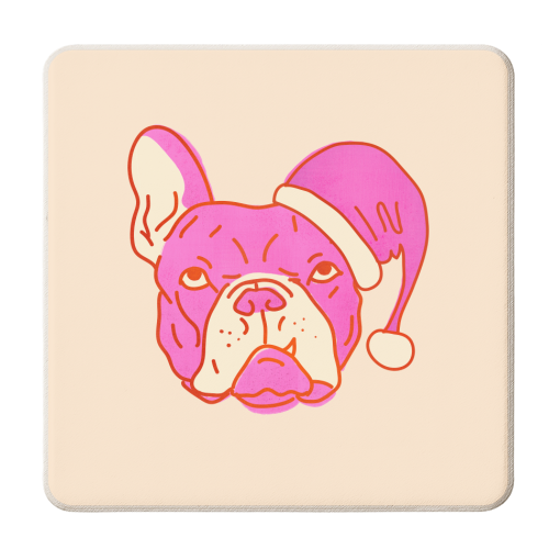 Santa Bulldog - personalised beer coaster by Ania Wieclaw
