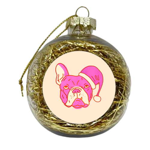 Santa Bulldog - xmas bauble by Ania Wieclaw