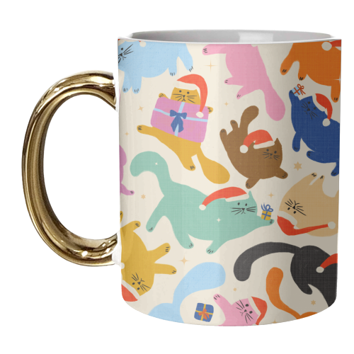 Santa Cats Pattern - unique mug by Ania Wieclaw