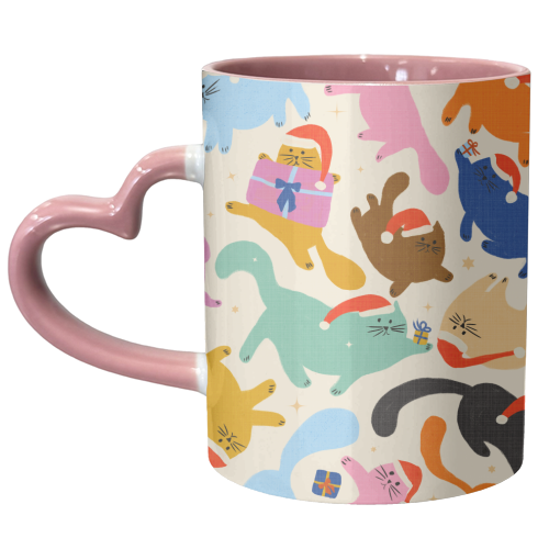 Santa Cats Pattern - unique mug by Ania Wieclaw