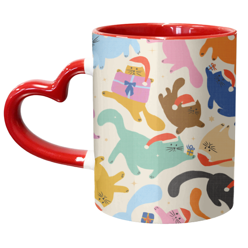 Santa Cats Pattern - unique mug by Ania Wieclaw