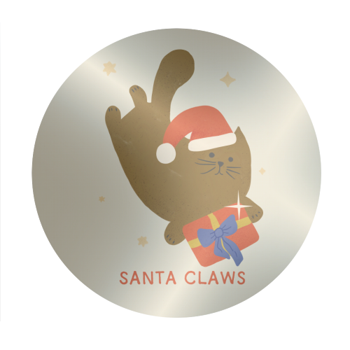 Santa Claws Cute Christmas Cat - Circle Sticker by Ania Wieclaw