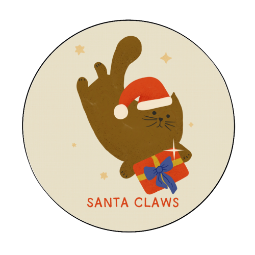 Santa Claws Cute Christmas Cat - Circle Sticker by Ania Wieclaw