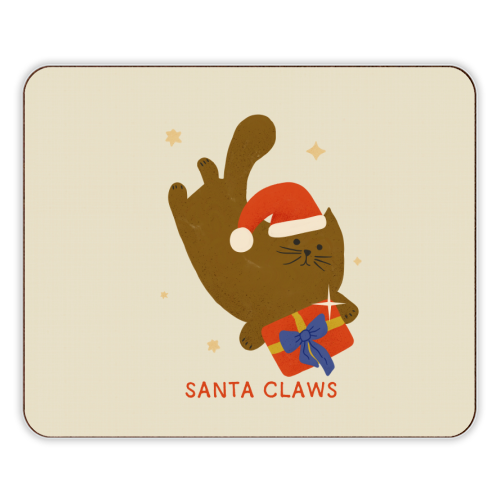 Santa Claws Cute Christmas Cat - designer placemat by Ania Wieclaw