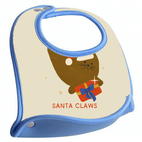 Santa Claws Cute Christmas Cat - feeding bib by Ania Wieclaw