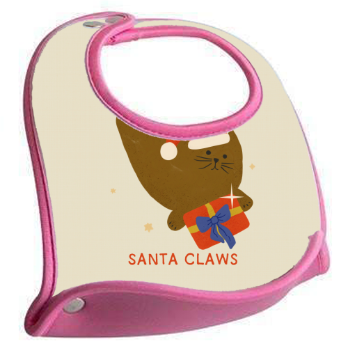 Santa Claws Cute Christmas Cat - feeding bib by Ania Wieclaw