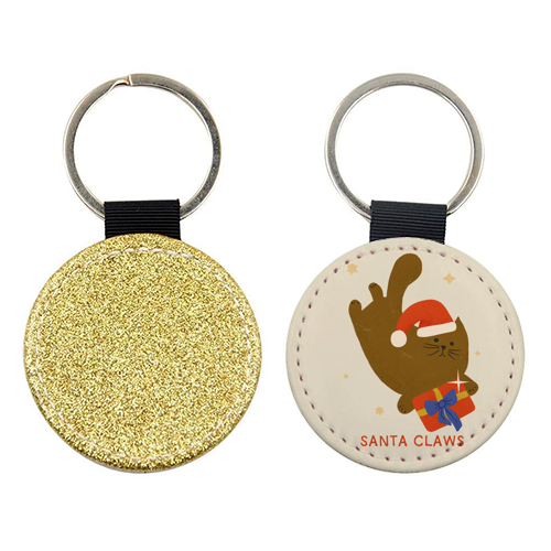 Santa Claws Cute Christmas Cat - keyring by Ania Wieclaw