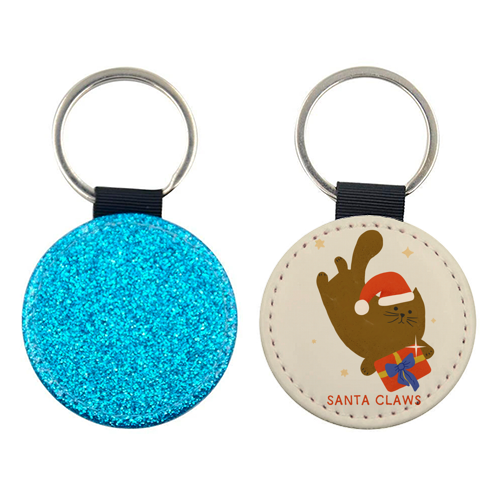 Santa Claws Cute Christmas Cat - keyring by Ania Wieclaw